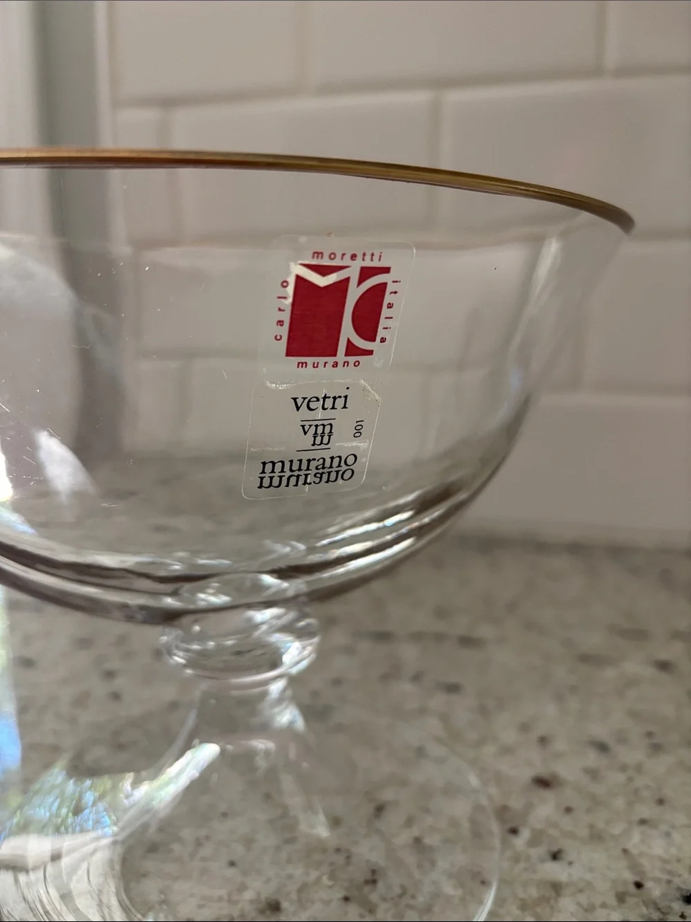 Carlo Moretti Murano clear glass compote